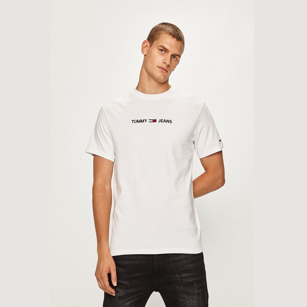 Áo Tommy Jeans Small Text Logo - White, Size L