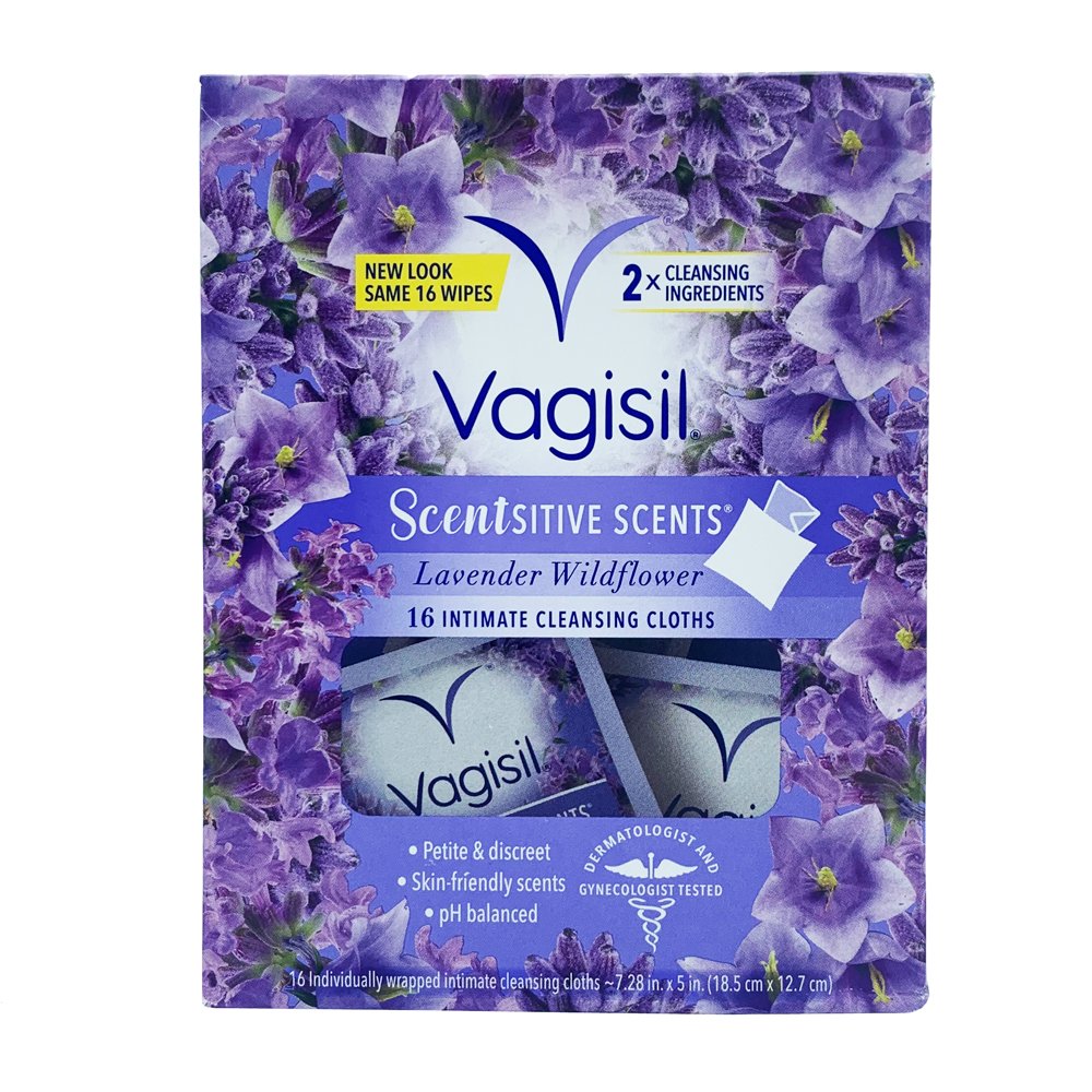 Khăn ướt phụ khoa Vagisil Scentsitive Scents - Lavender Wildflower, 16 gói