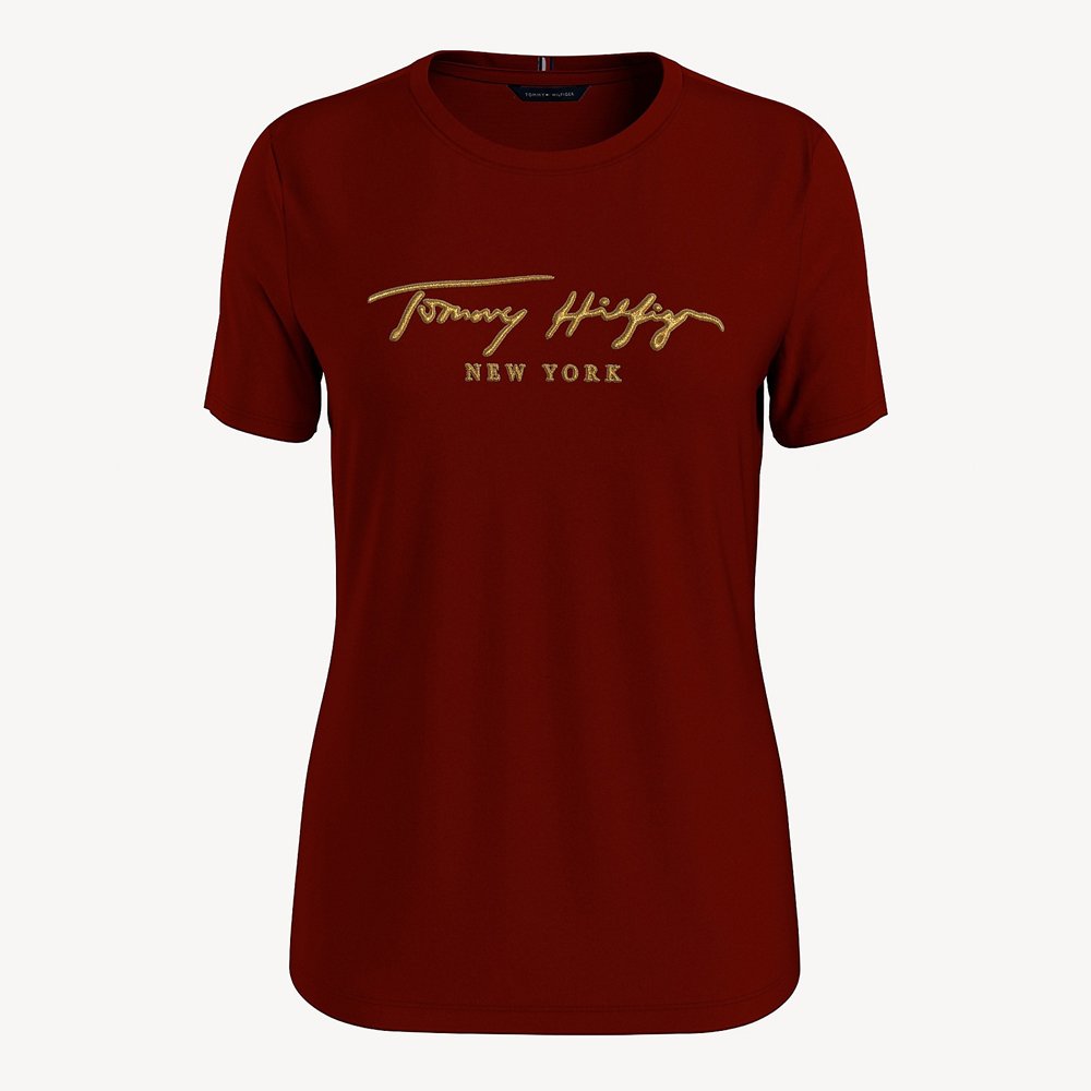 Áo Tommy Hilfiger Embroidered Signature Logo - Regatta Red, Size S