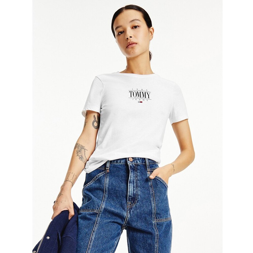 Áo Tommy Jeans Organic Cotton Extra Slim Fit Logo - White, Size S