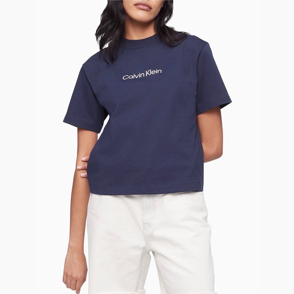Áo Calvin Klein Relaxed Fit Standard Logo Crewneck T-Shirt - Navy, Size XS