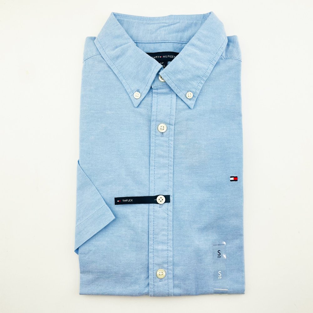Áo Tommy Hilfiger Essential Short-Sleeve Shirt - Blue, Size S
