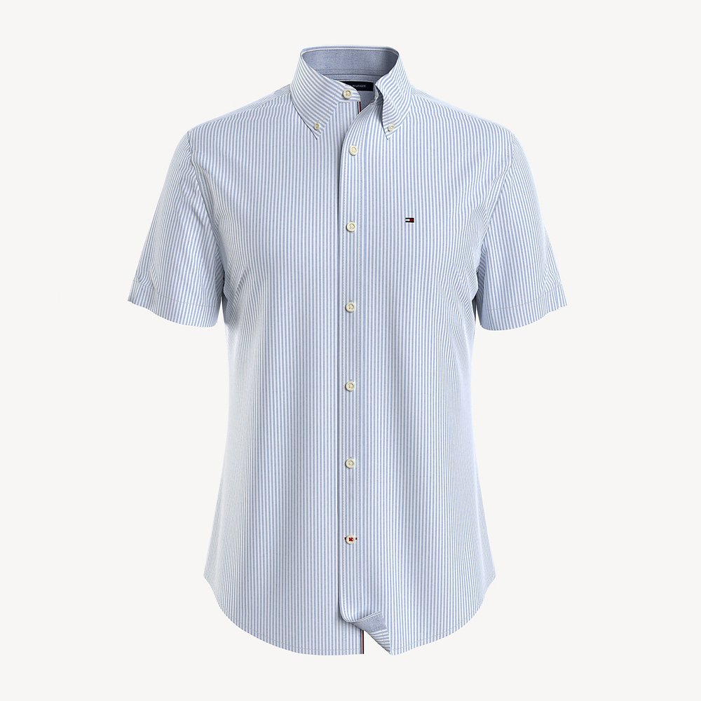 Áo Tommy Hilfiger Custom Fit Stripe Stretch Shirt - Blue, Size L