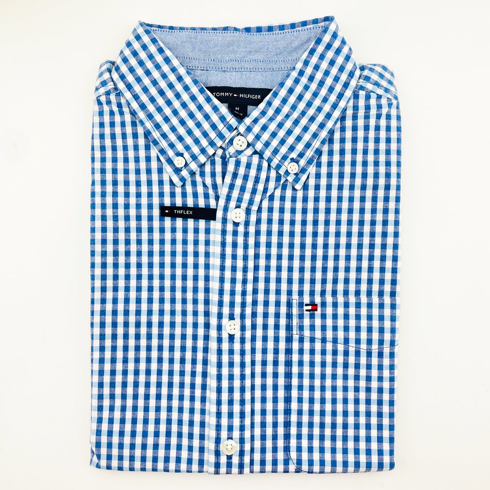 Áo Tommy Hilfiger Custom Fit Essential Short-Sleeve Shirt - Blue, Size M