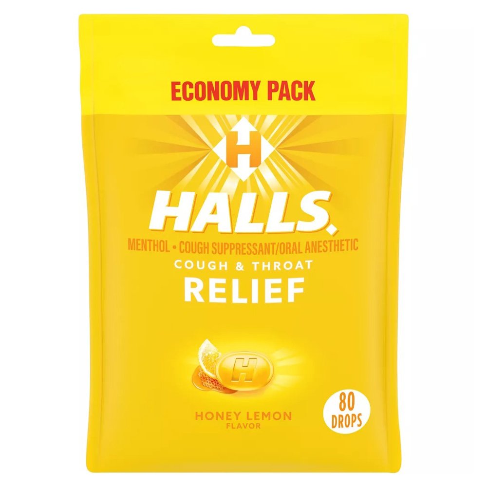 Kẹo ngậm Halls Relief - Honey Lemon, 80 viên