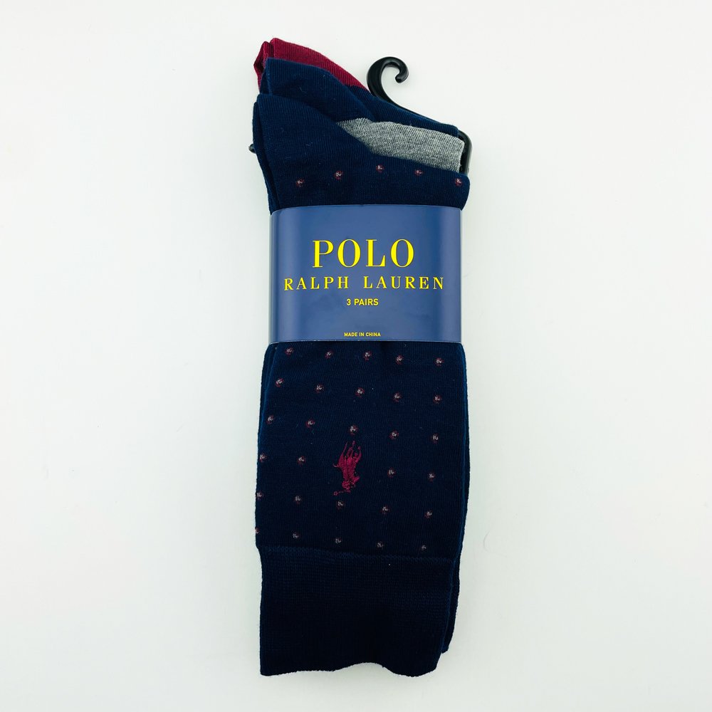 Vớ Polo Ralph Lauren Trouser Dress - Set 3 đôi, Polka-Dot Navy/Grey