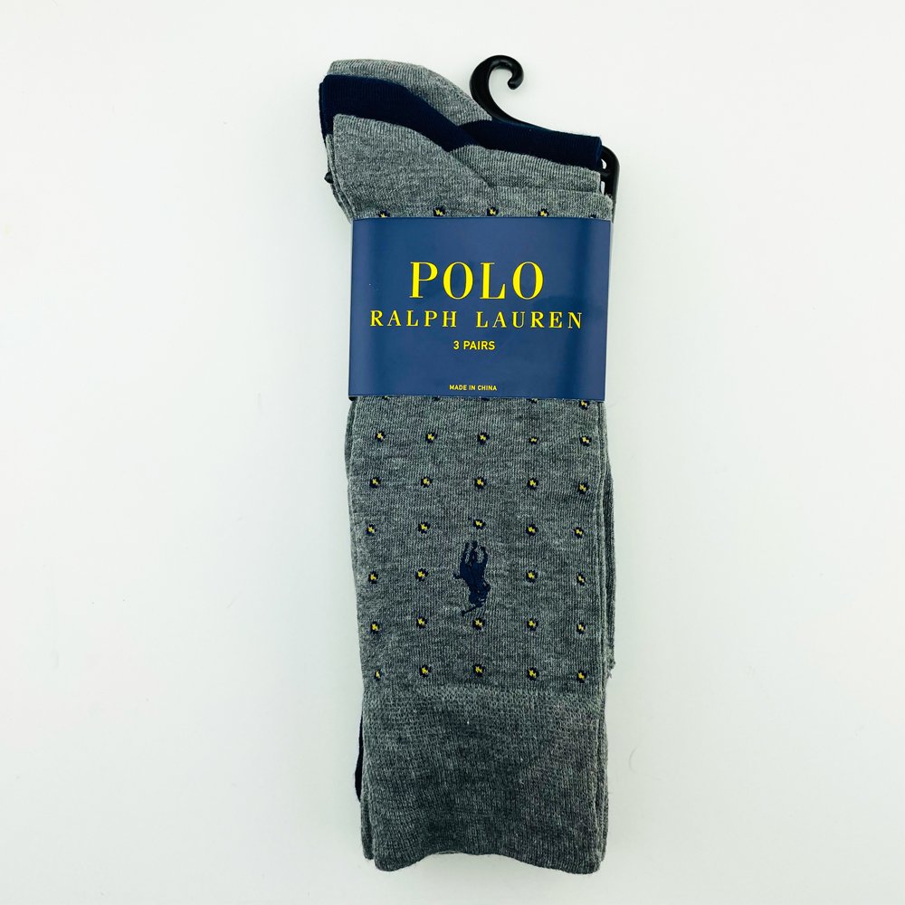 Vớ Polo Ralph Lauren Trouser Dress - Set 3 đôi, Polka-Dot Grey/Navy