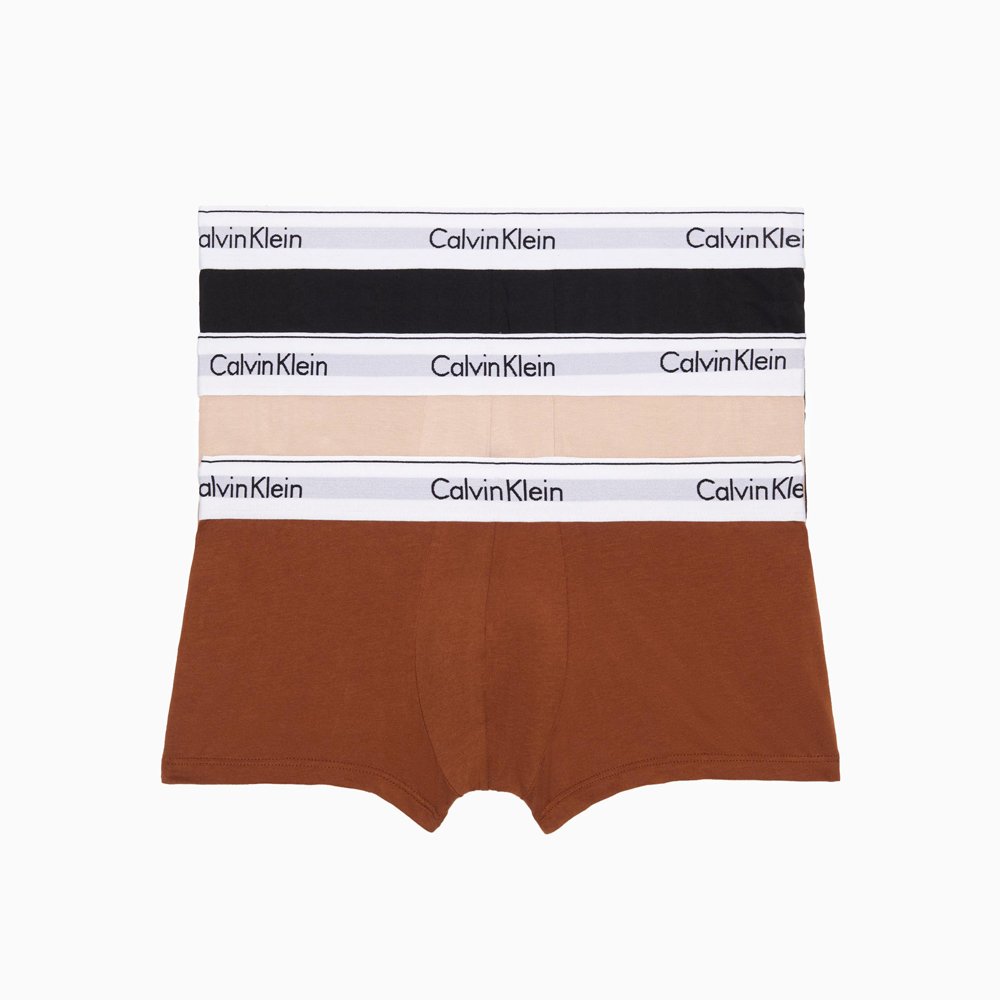 Set 3 quần Calvin Klein Modern Cotton Stretch Natural Low Rise Trunk - Black/Warm Bronze/Cedar, Size M
