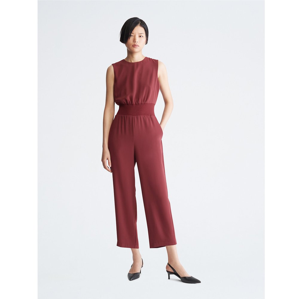Calvin Klein Ribbed Waist Jumpsuit - Alpine Berry, Size 2