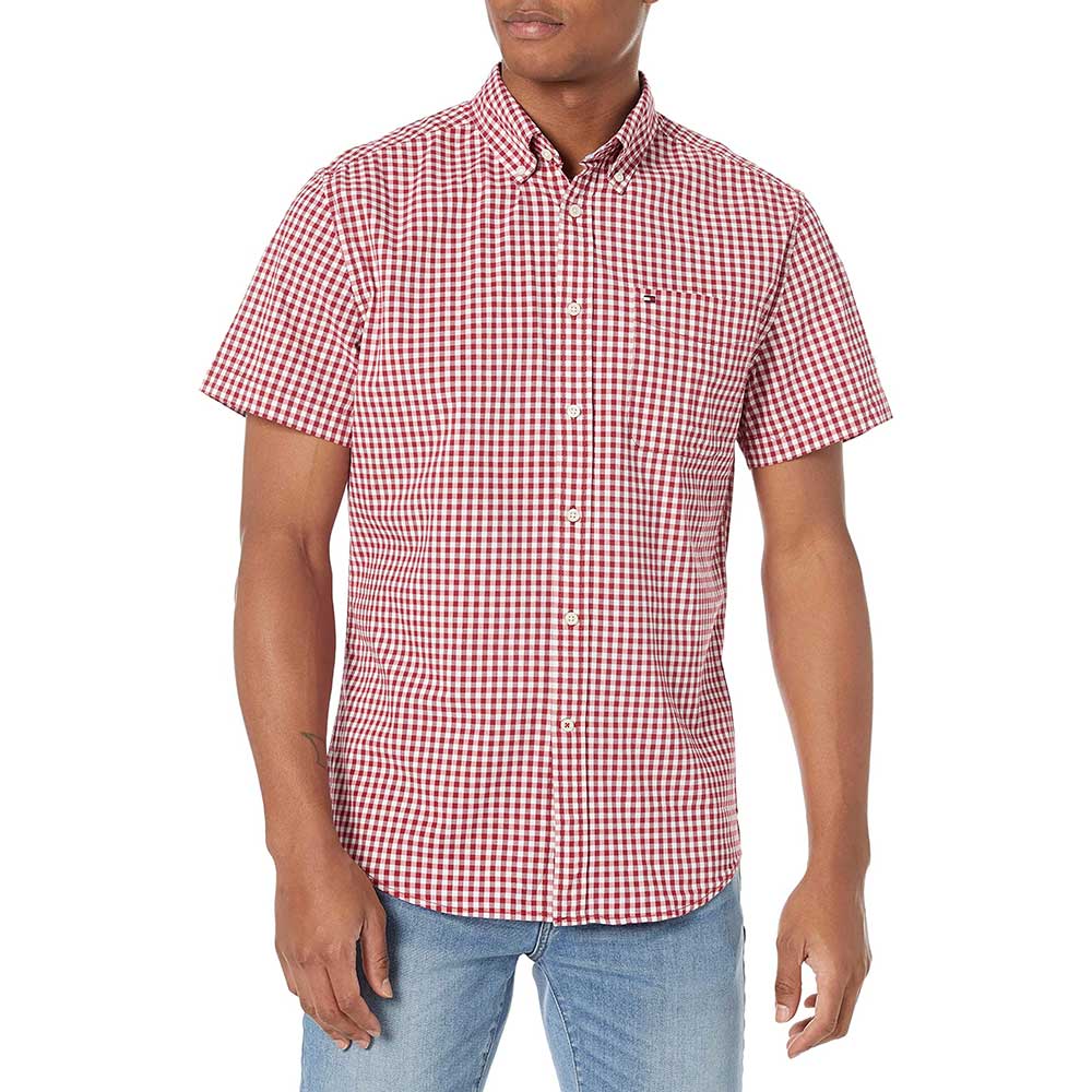 Áo Tommy Hilfiger Custom Fit Essential Short-Sleeve Shirt - Red, Size S