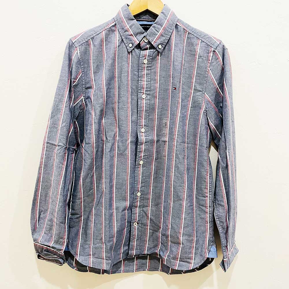 Áo Tommy Hilfiger Stripe Long Sleeve Shirt - Grey, Size L