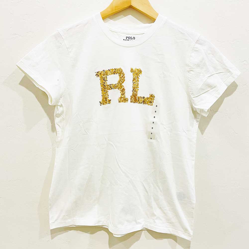 Áo Polo Ralph Lauren Sequin Logo - White, Size S