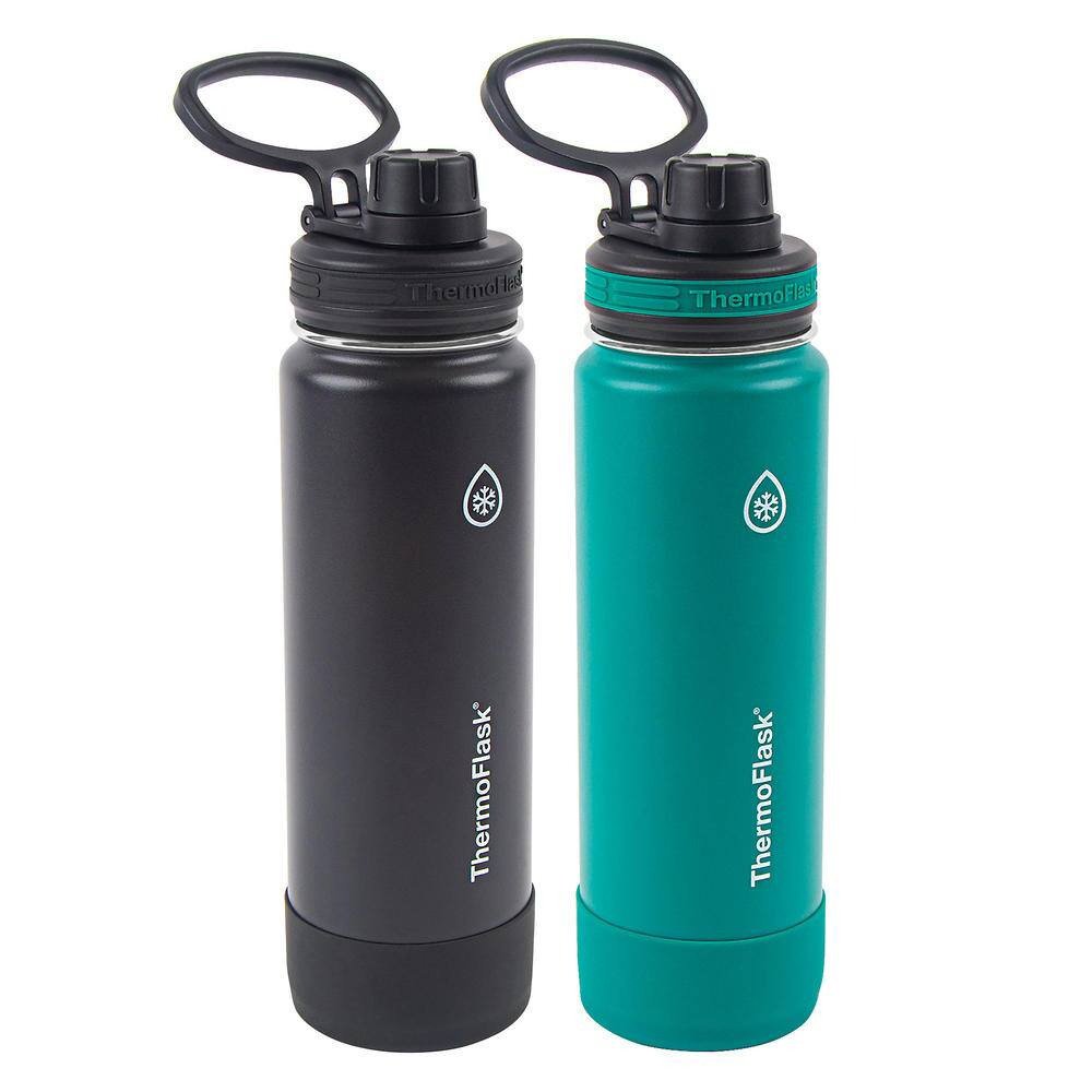 Set 2 bình giữ nhiệt ThermoFlask Stainless Steel - Black/Green, 2 x 710ml