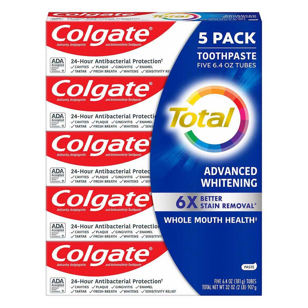 Set kem đánh răng Colgate Total Advanced Whitening, 5 x 181g