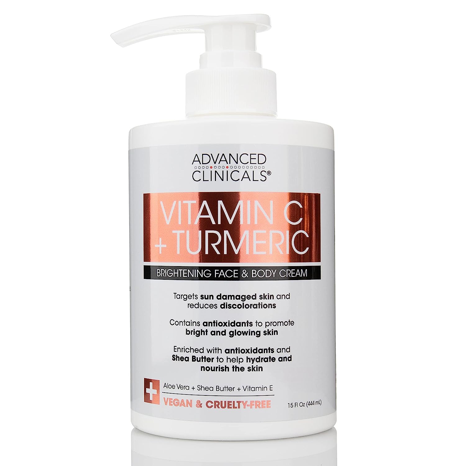 Advanced Clinicals Vitamin C + Turmeric Brightening Face & Body Cream, 444ml