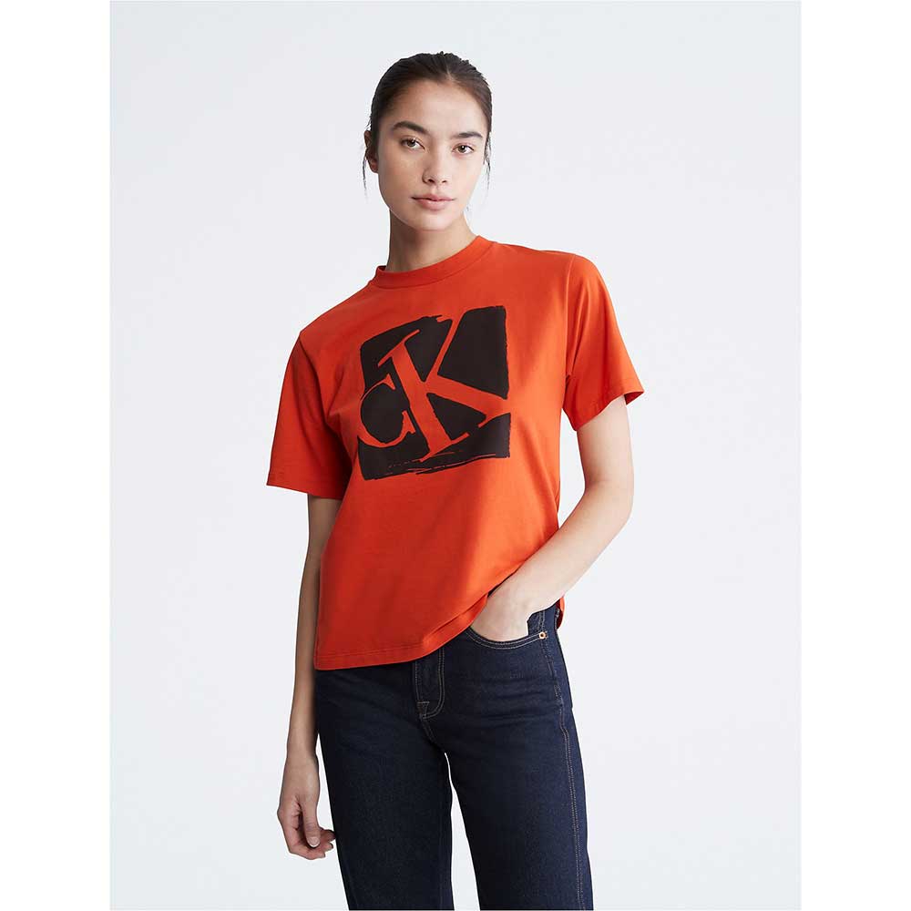 Áo Calvin Klein Monogram Logo Graphic Crewneck - Red Clay, Size S