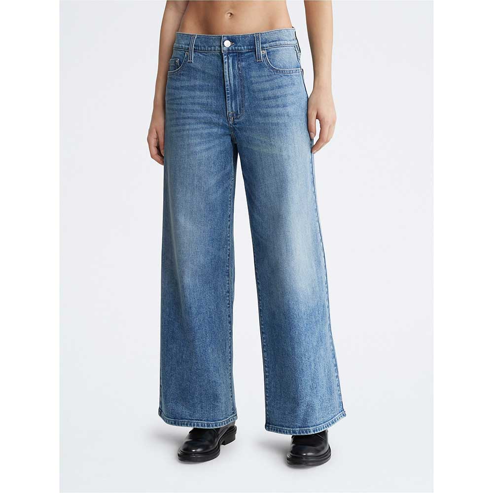 Quần Calvin Klein High Rise Wide Leg Jeans - Agave, Size 27