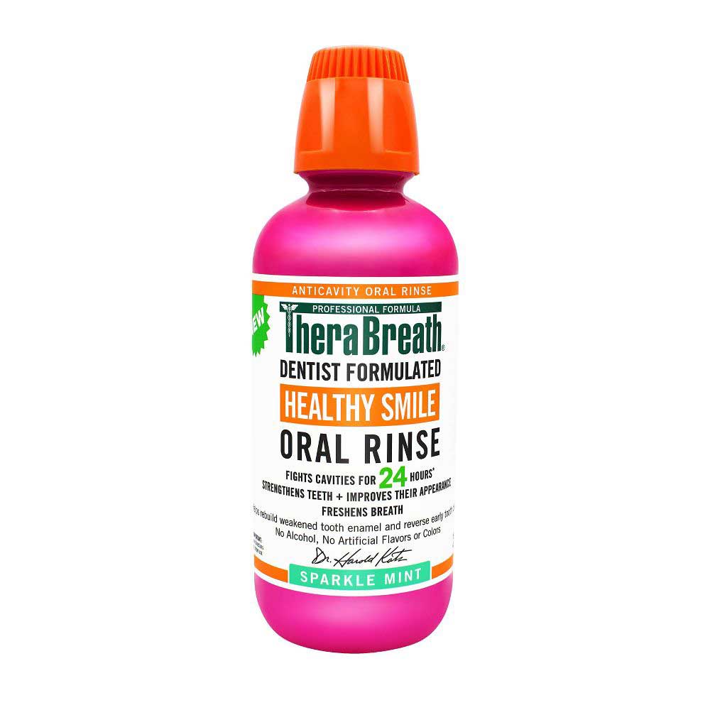 Nước súc miệng TheraBreath Anticavity Oral Rinse - Sparkle Mint, 473ml