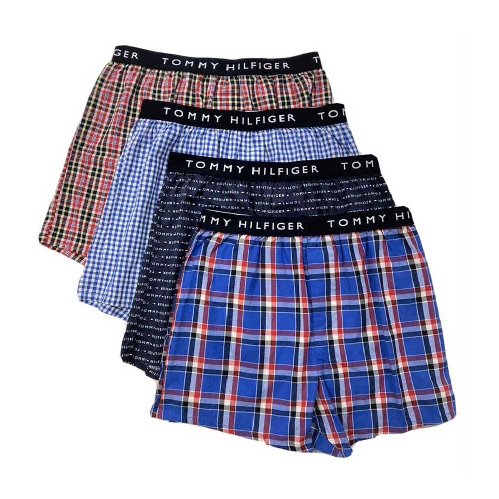 Set 4 quần Tommy Hilfiger Cotton Woven Boxers - Logo/Stripes Multicolor, Size XL