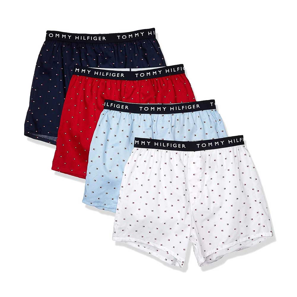 Set 4 quần Tommy Hilfiger Cotton Woven Boxers - White/Red/Blue/Navy, Size L