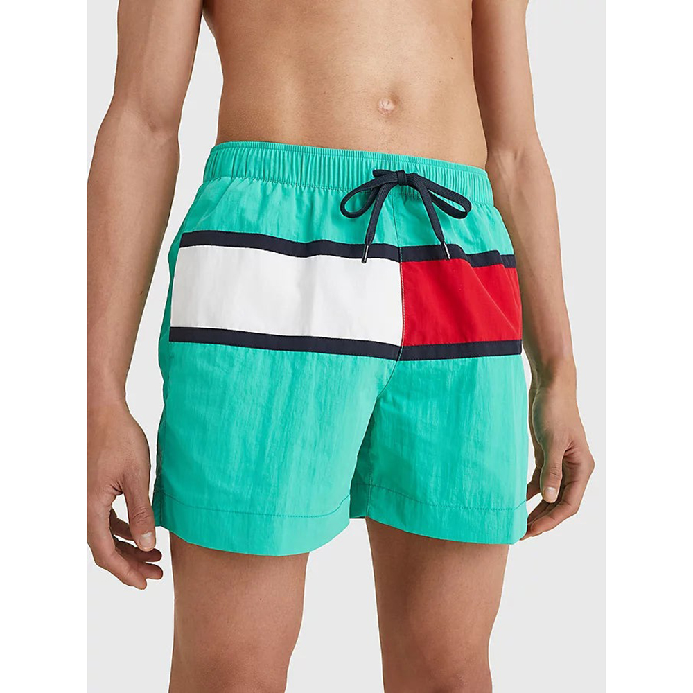 Quần Tommy Hilfiger Flag Regular Fit Mid Length Swim Shorts - Green, Size L