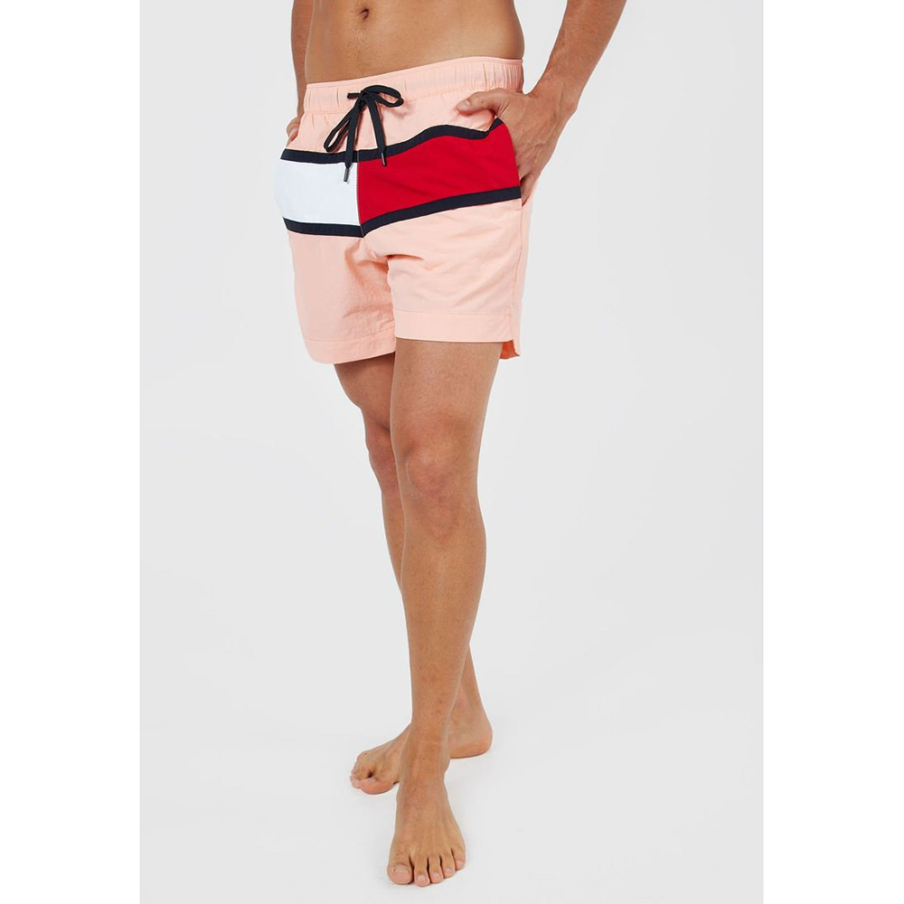 Quần Tommy Hilfiger Flag Regular Fit Mid Length Swim Shorts - Orange, Size L