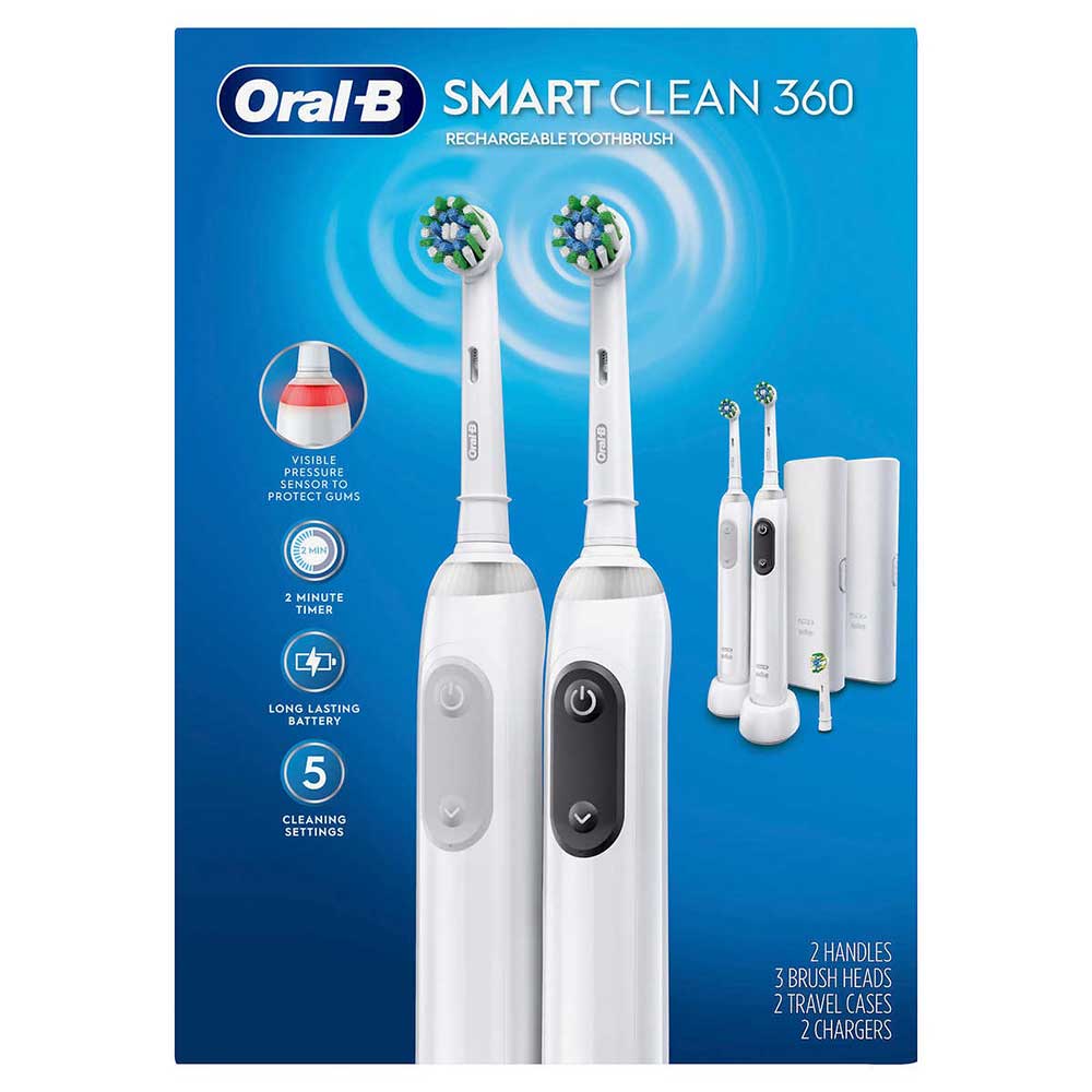 Bộ 2 bàn chải máy Oral-B Smart Clean 360, White/Black