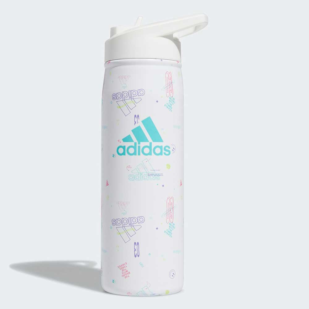 Bình giữ nhiệt Adidas Training Steel Metal With Straw - Icon Brand Love White/White/Flash Green, 600ml