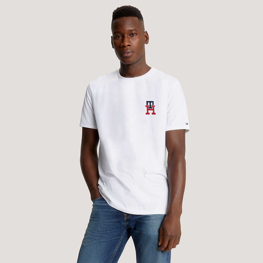 Áo Tommy Hilfiger Embroidered TH Logo - White, Size L