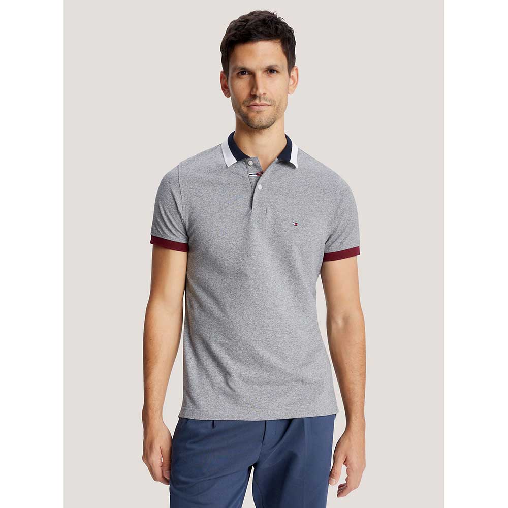 Áo Tommy Hilfiger Slim Fit Signature Tipped Polo - Grey, Size L