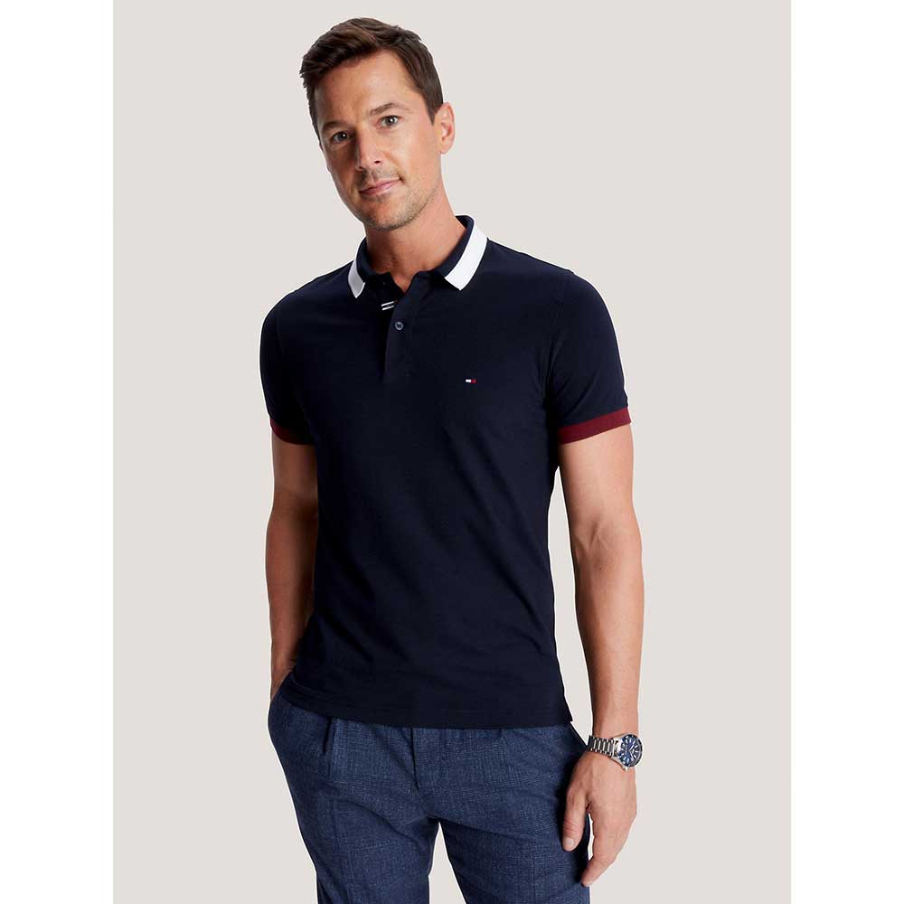 Áo Tommy Hilfiger Slim Fit Signature Tipped Polo - Navy, Size XL