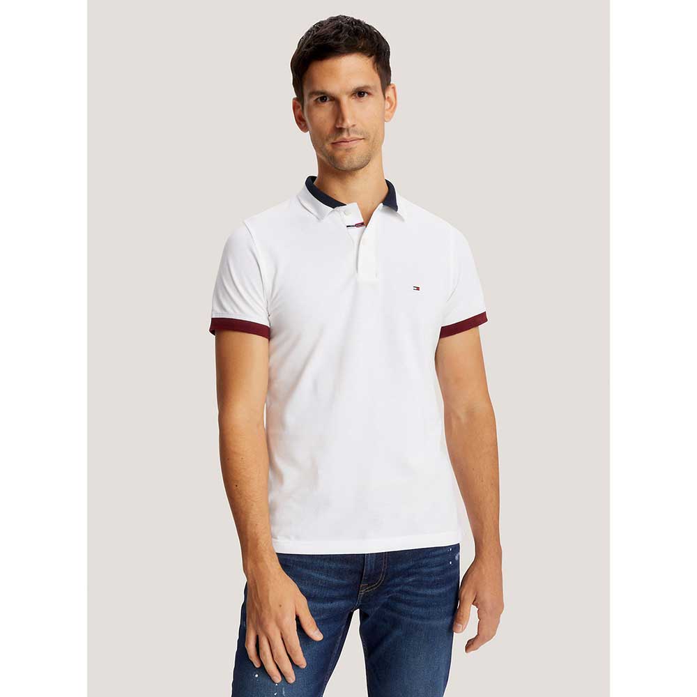 Áo Tommy Hilfiger Slim Fit Signature Tipped Polo - White, Size XL