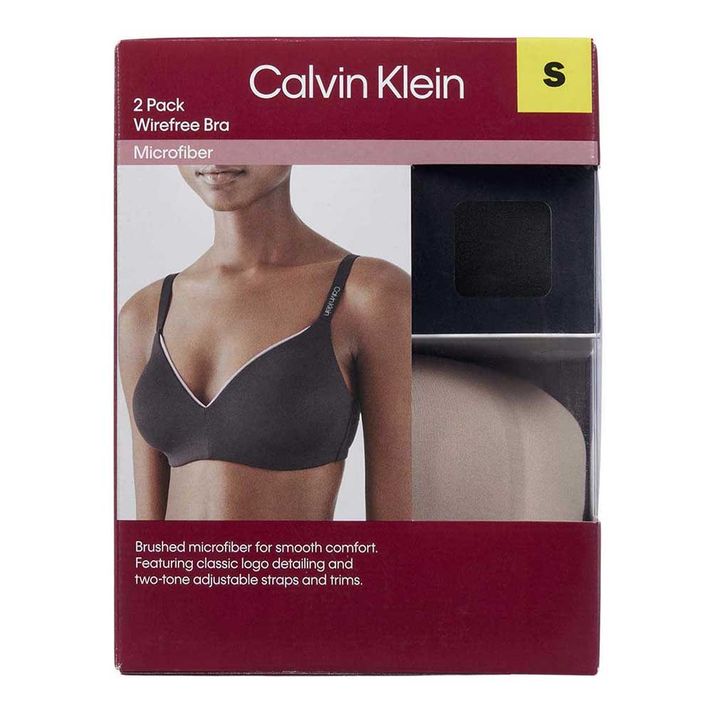 Set 2 áo Calvin Klein Ladies' Wirefree Bra - Black/Honey, Size S