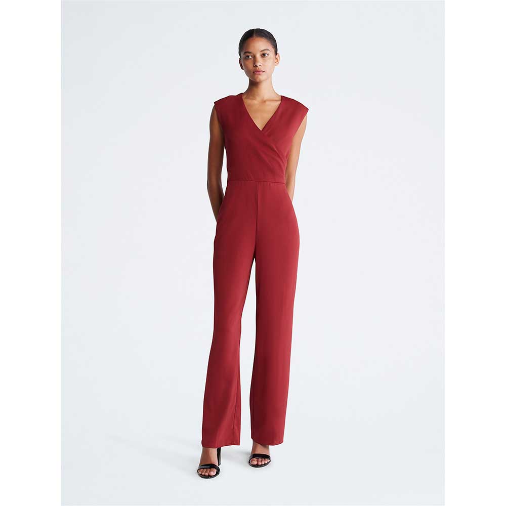 Calvin Klein Sleeveless Wrap Jumpsuit - Sun Dried Tomato, Size 2
