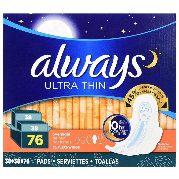 Băng vệ sinh Always Ultra Thin Overnight with Wings, 76 miếng