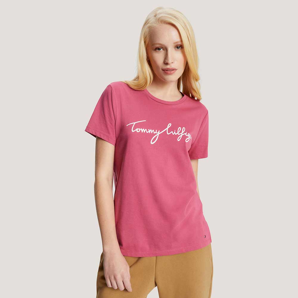 Áo Tommy Hilfiger Signature Crewneck - Pink, Size L