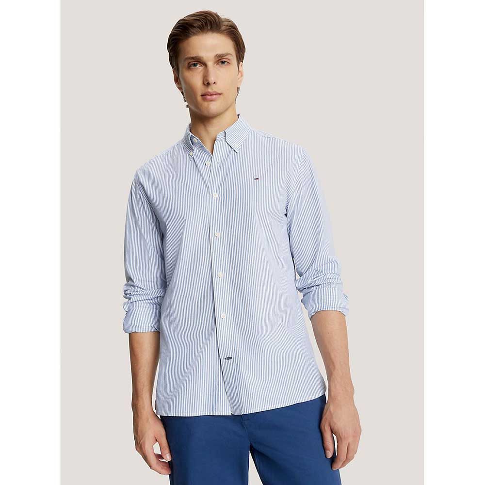Áo Tommy Hilfiger Regular Fit Stripe Poplin Shirt - Blue, Size M