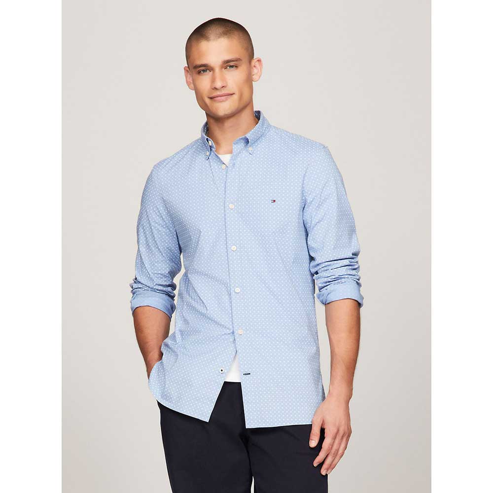 Áo Tommy Hilfiger Slim Fit Foulard Print Poplin Shirt - Blue/White, Size M