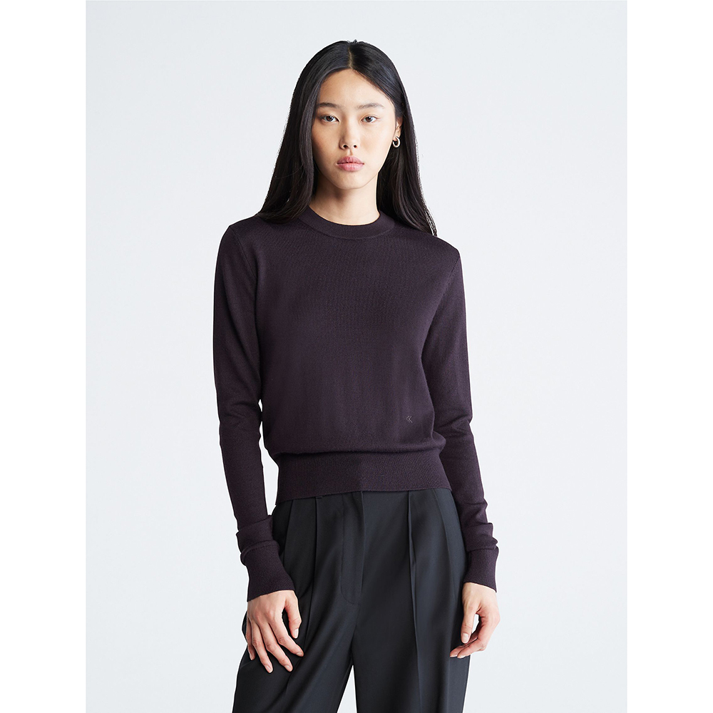 Áo Calvin Klein Extra Fine Merino Blend Crewneck Sweater - Dark Purple, Size XS