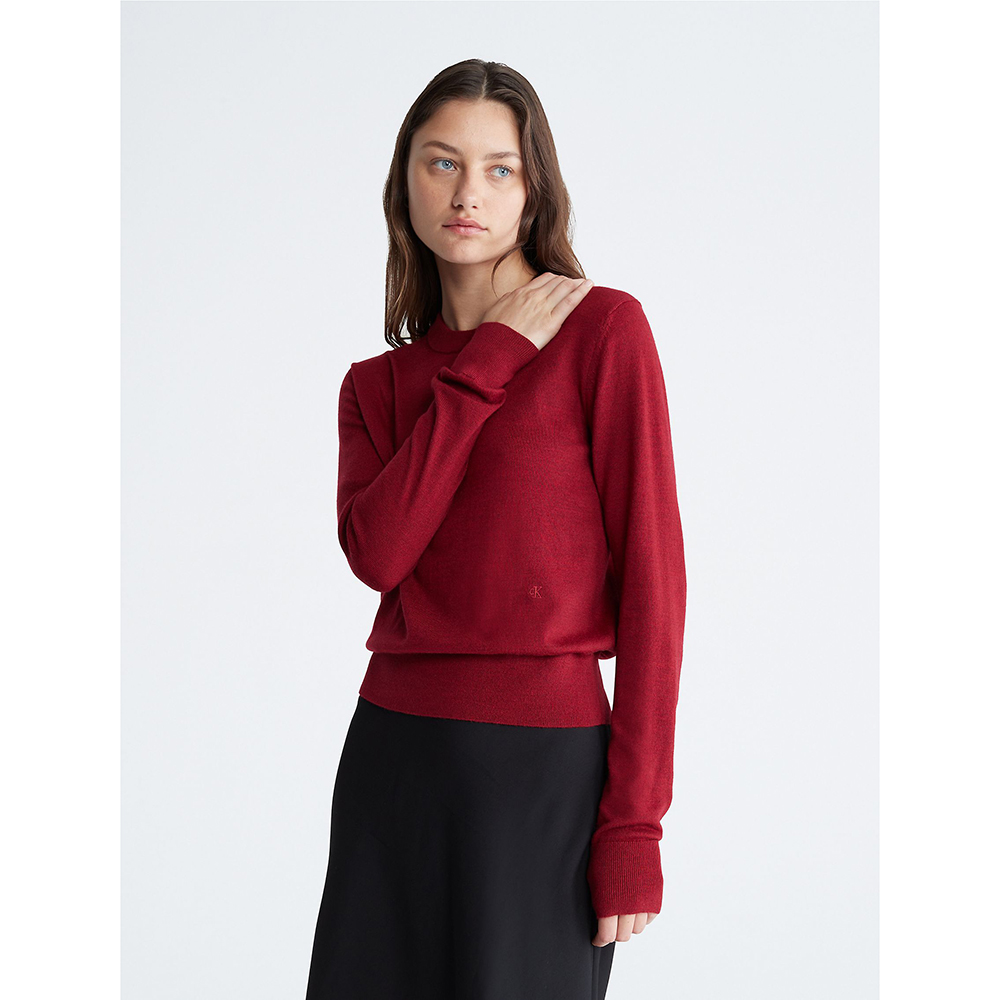 Áo Calvin Klein Extra Fine Merino Blend Crewneck Sweater - Red, Size XS