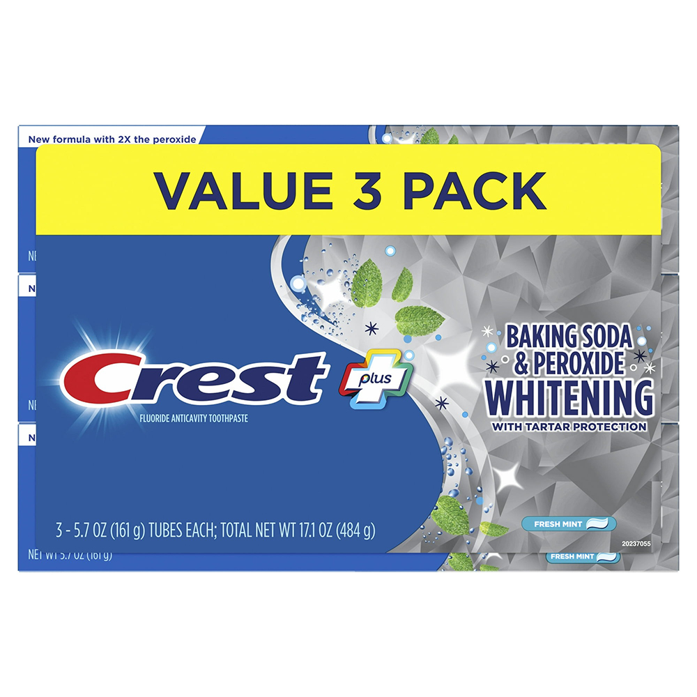 Set kem đánh răng Crest Whitening Baking Soda & Peroxide, 3 x 161g