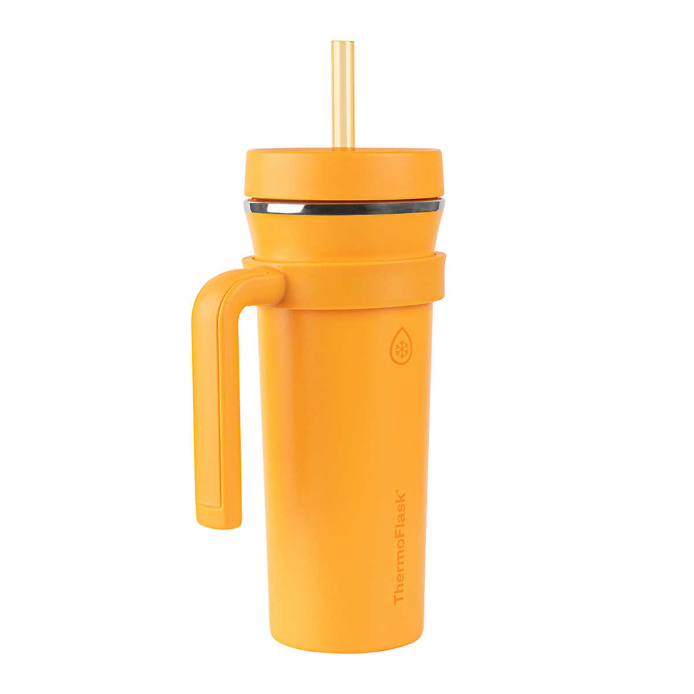 Ly giữ nhiệt ThermoFlask Insulated Standard Straw Tumbler with Handles - Orange, 950ml