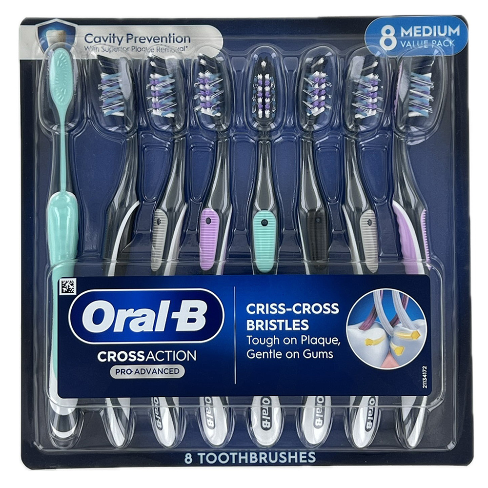 Bàn chải răng Oral-B CrossAction Pro-Advanced - Medium, vỉ 8 cái