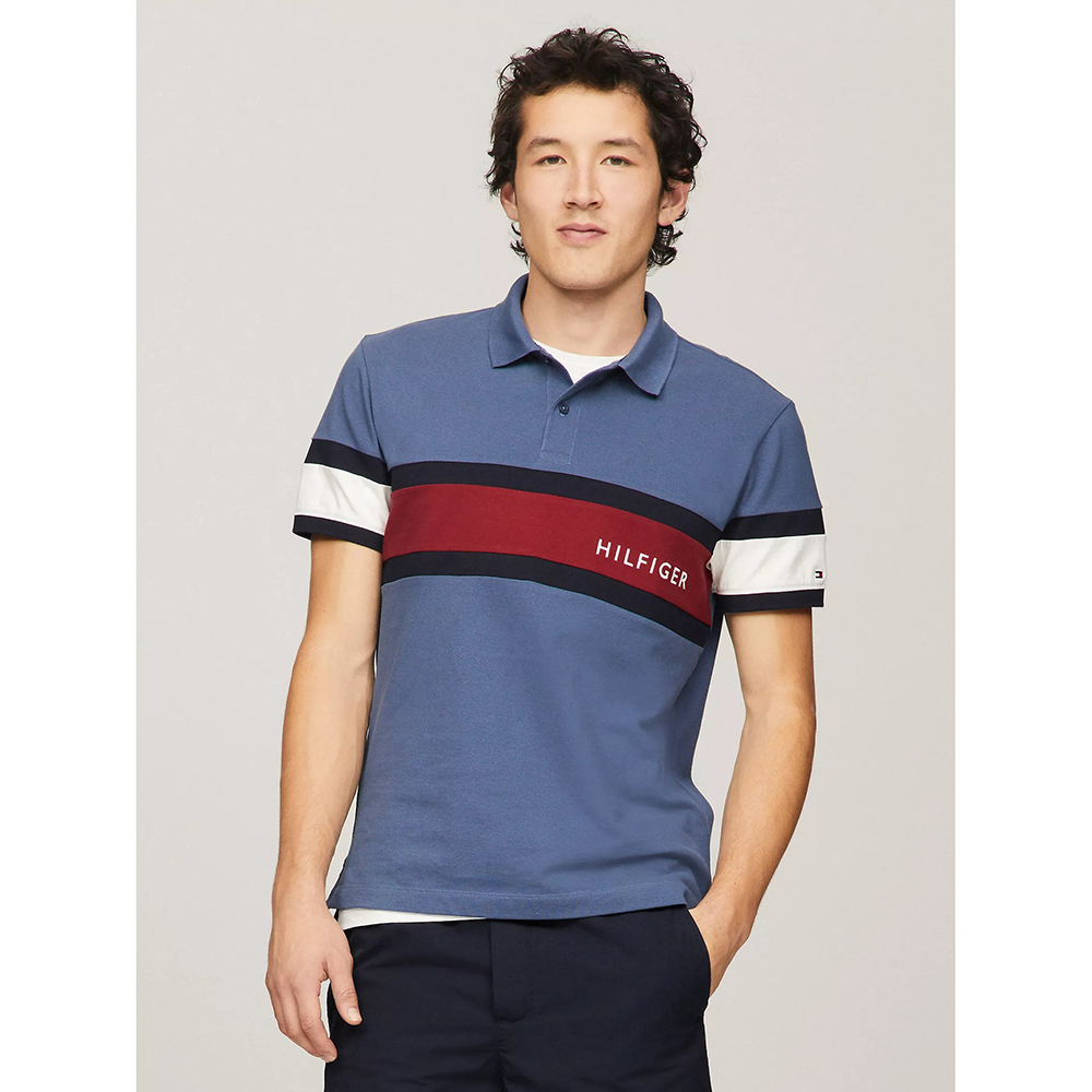 Áo Tommy Hilfiger Regular Fit Colorblock Logo Polo - Bank Blue, Size S
