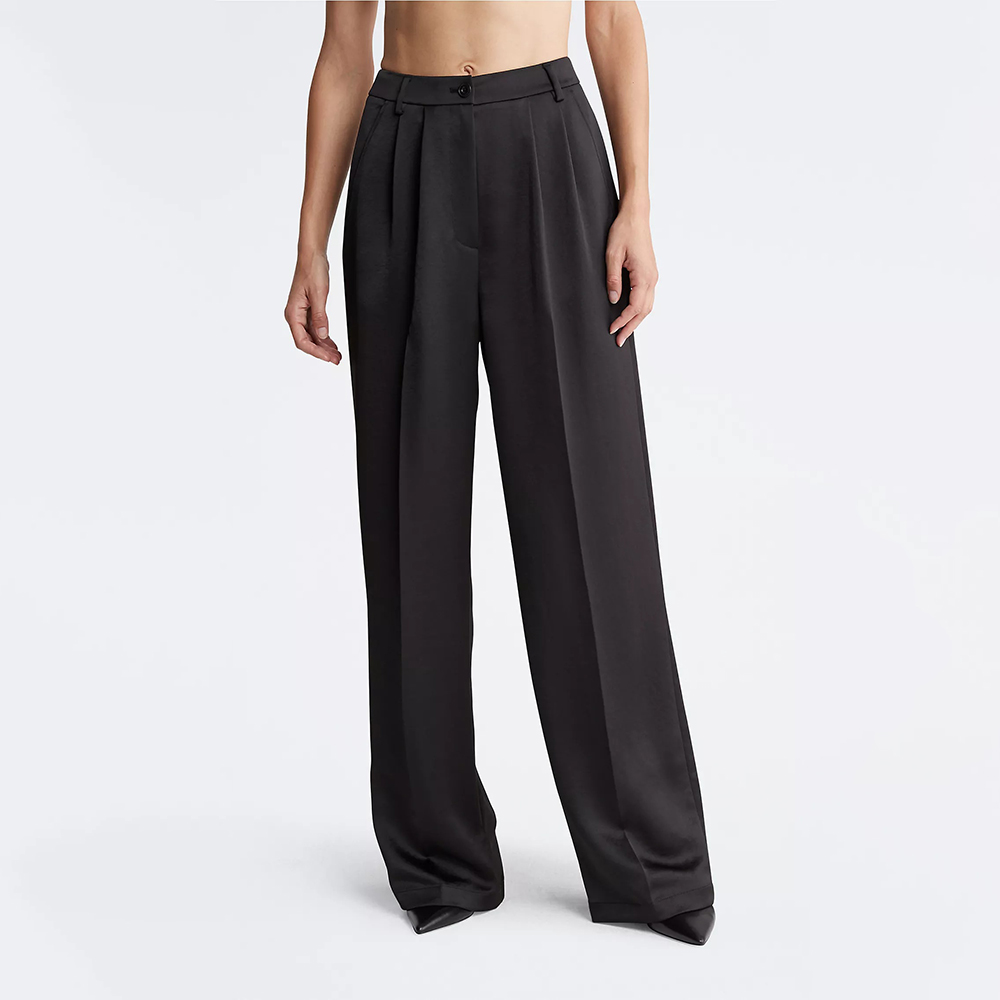 Quần Calvin Klein Satin Relaxed Wide Leg Pants - Black, Size 28