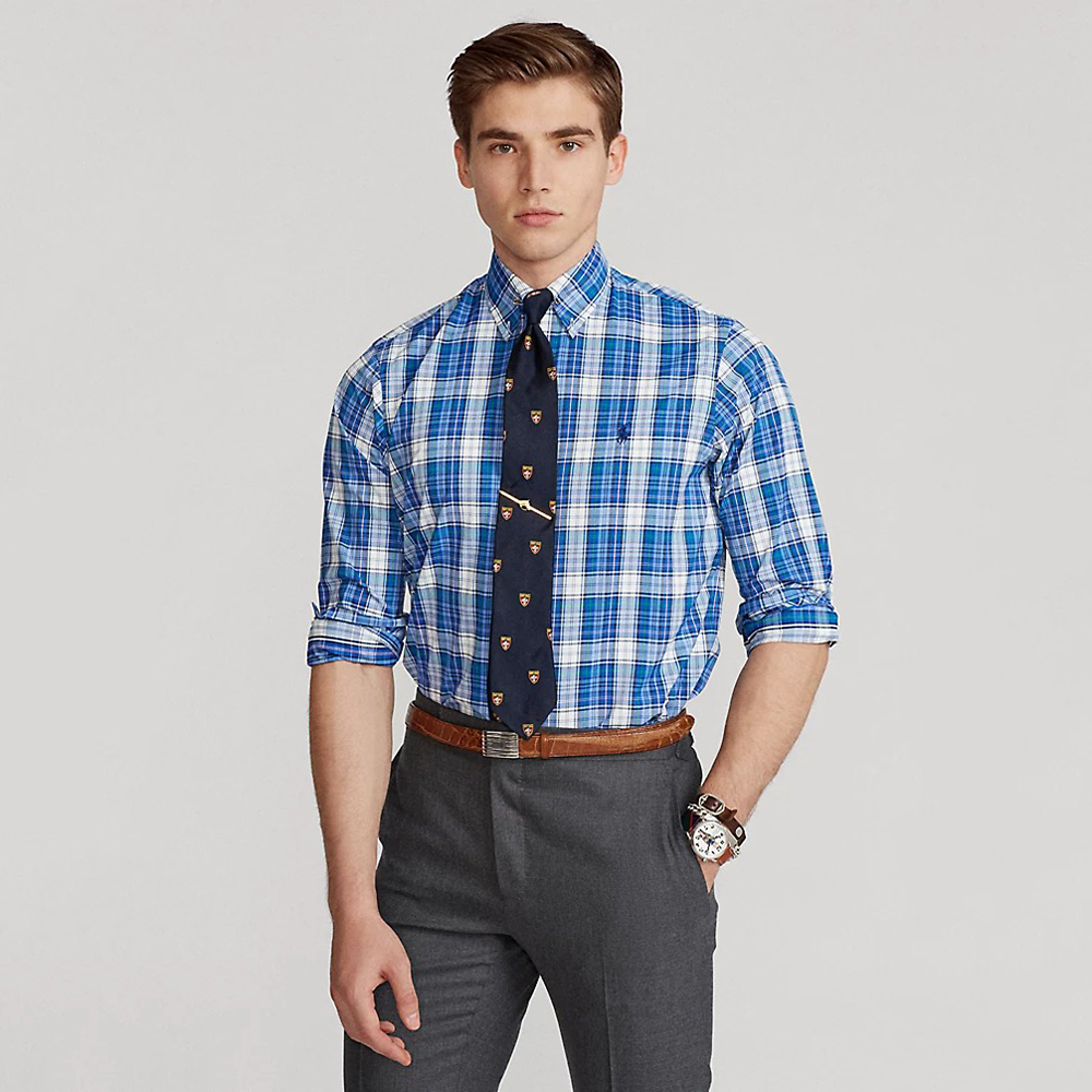 Áo Polo Ralph Lauren Classic Fit Checked Performance - Multi Blue, Size S
