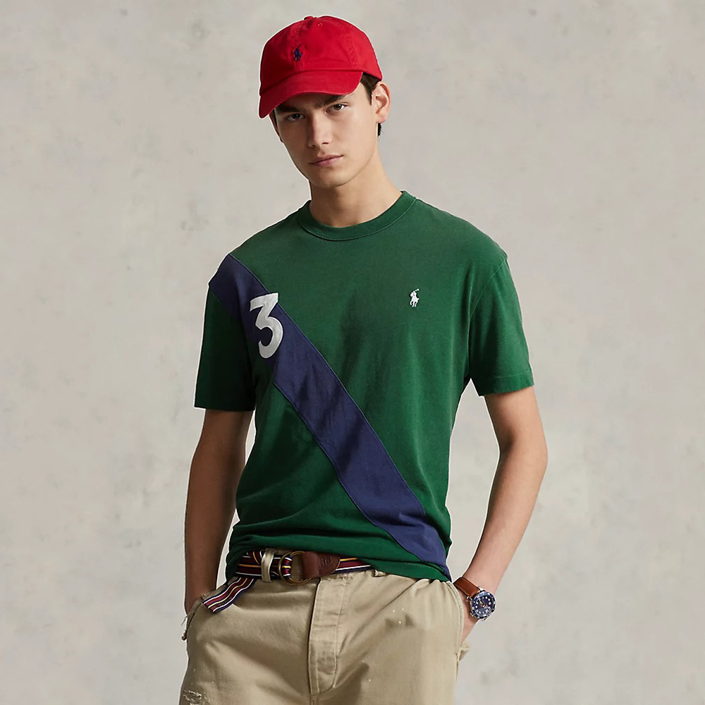 Áo Polo Ralph Lauren Classic Fit Banner-Stripe Jersey - Green, Size S