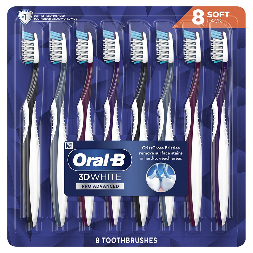 Bàn chải răng Oral-B 3D White Pro Advanced - Soft, vỉ 8 cái