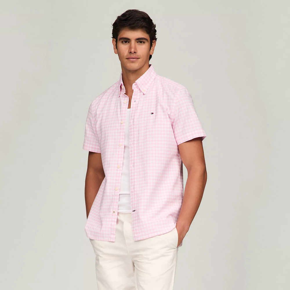 Áo Tommy Hilfiger Gingham Regular Fit Oxford - Pink, Size L