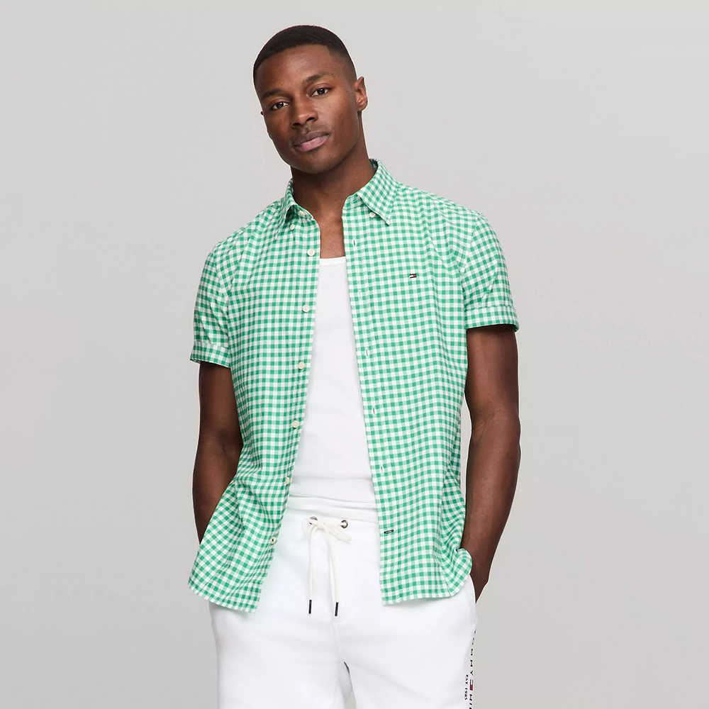 Áo Tommy Hilfiger Gingham Regular Fit Oxford - Green, Size S